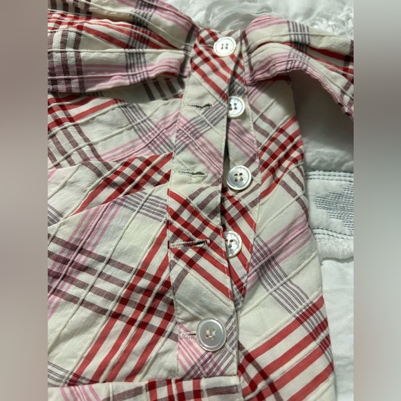 Veronica Beard Kaia White and Pink Plaid Asymmetrical Tiered Ruffle Mini Skirt. - Picture 8 of 13